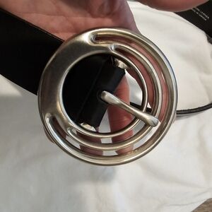 Silpada Black leather Belt with Silver Buckle